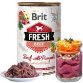 Холистична консервирана храна за кучета Brit Fresh Beef with Pumpkin със 68% прясно говеждо месо и 11% тиква
